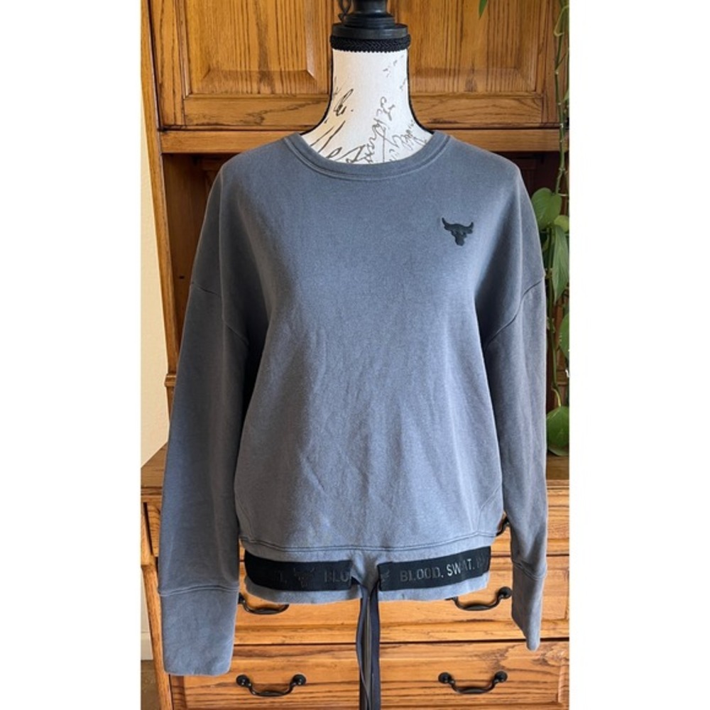 Under Armour Project Rock‎ Womens Gray Brahma Bull Fleece Sweatshirt Small